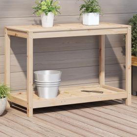 Potting Table with Shelf 42.5"x19.7"x29.5" Solid Wood Pine