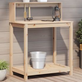 Potting Table with Shelves 32.5"x19.7"x43.1" Solid Wood Pine