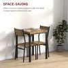 HOMCOM 3 Piece Dining Room Set for 2, Dining Table Set for Breakfast Nook, Small Space, Apartment, Space Saving, Rustic Brown