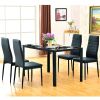 Simple Assembled Tempered Glass & Iron Dinner Table Black(Replacement