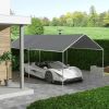 Outsunny 10' x 20' Carport Replacement Top Canopy Cover, UV Resistant and Water Resistant Car Port Portable Garage Tent Cover with Ball Bungee Cords