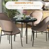 HOMCOM 35" Round Folding Dining Table Distressed Black Solid Wood Legs Drop Leaf for Kitchen Dining Room