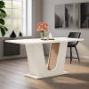 Modern Dining Table for 4-6 People, 55-Inch Rectangular Kitchen Table with U-Shaped Base, Dinner Table