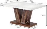 47-Inch Dining Table for 4, White Kitchen Dinner Table with Heavy Duty Pedestal, Farmhouse Wooden Eating Table