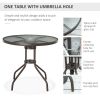 Outsunny Garden Soiree: 6-Piece Gray Patio Dining Set with Umbrella & Glass Table