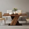 55-Inch Farmhouse Dining Table for 4, Rectangle Rustic Brown Kitchen Dining Room Table, Wooden Dinner Table