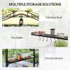 Outsunny 8' x 5' Outdoor Grill Gazebo, Barbecue Gazebo Shelter with Side Awning, 2 Side Shelves and 6 Hooks, Beige