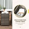 Outsunny 3-Piece Rattan Wicker Bistro Set with Storage Table, Outdoor Patio Conversation Set with Washable Cushions, Garden Furniture