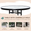 Outsunny Patio Bar Set 4 Piece Black for 2 Adjustable Tilt Umbrella Folding Chairs Glass Table