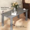 Outsunny Rectangle Outdoor Coffee Table, HDPE All-Weather Outdoor Patio Table with Slatted Tabletop for Yard, Balcony, Gray