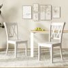 Set of 2 Wooden Dining Chairs Mid Century Farmhouse Retro Kitchen Chairs