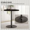 HOMCOM Round Dining Table for 2-4 People, Small Kitchen Table with Wood Grain Top, Black