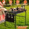 Foldable Camping Table Collapsible Picnic Aluminum Alloy Grill Stand 66LBS Max Load Height Adjustable BBQ Table with Adjustable Height Storage Net 35.