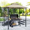Outsunny 8' x 5' Outdoor Grill Gazebo, Barbecue Gazebo Shelter with LED Light, 2 Side Shelves, Hooks, Bottle Opener, Khaki