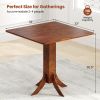 1PC Square Dining Table with Pedestal Base and Rubber Wood Frame