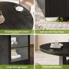 Round Dining Table with Storage, Modern Wood Dinner Table