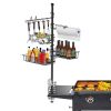Griddle Caddy Standing Grill Utensil Caddy With Paper Towel Holder Hook Baskets BBQ Accessories Storage Rack Vertical Standing BBQ Organizer Grill Ute