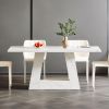 Dining Table for 4 to 6 People, 63" Rectangular Dining Room Table, Modern Wooden Faux Marble Dinner Table with Sturdy Base
