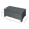 Outsunny Large Rattan Coffee Table, Weather-Resistant Wicker Outdoor Side Table, Black
