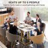 59-Inch Dining Table for 6, Modern Marble-Pattern Kitchen Dinner Table with Metal Pedestal for Home, Dining Room, White