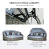 Outsunny Rattan Daybed with Canopy, Convertible Sectional, Light Grey for Outdoor Use
