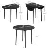 HOMCOM 35" Round Folding Dining Table Distressed Black Solid Wood Legs Drop Leaf for Kitchen Dining Room