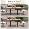 Outsunny 35.5"-71" Expandable Outdoor Dining Table for 4-6 Person, Aluminum Patio Table with Slatted Wood Grain Top, Natural