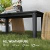 Outsunny Rectangle Outdoor Coffee Table, HDPE All-Weather Outdoor Patio Table with Slatted Tabletop for Yard, Balcony, Black