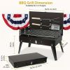"Camping Charcoal Grill  Thickened Steel Folding BBQ with Tool Storage  Backpack Friendly"