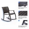 Outdoor Dining Set 5 Piece Patio Furniture, Wicker Rocking Chair Set with 48 inch Round Crafttech Top Aluminum Table