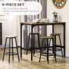 HOMCOM 5-Piece Industrial Dining Set Bar Table and Round Stools Metal Frame for Pub Dining Room