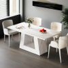 Dining Table for 4 to 6 People, 63" Rectangular Dining Room Table, Modern Wooden Faux Marble Dinner Table with Sturdy Base