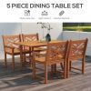 Outsunny 4-Person Patio Dining Set Teak Finish Wooden Outdoor Furniture for Backyard Garden Poolside Deck
