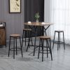 HOMCOM 5-Piece Dining Set Bar Table Chairs Space Saving Black Brown for Pub Kitchen