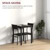 HOMCOM 3 Piece Dining Set, 23.5" Square Table with 2 Chairs, Space Saving for Small Apartment, Black