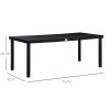 Outsunny 8 People Rectangular Pedestal Dining Table, with Aluminum Frame, All-Weather HDPE Wood Top, Foot Pads for Garden, Patio, Black