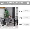 Outsunny 8 People Rectangular Pedestal Dining Table, with Aluminum Frame, All-Weather HDPE Wood Top, Foot Pads for Garden, Patio, Black
