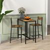 HOMCOM 3 Piece Pub Dining Set Industrial Style Counter Height Table and Bar Stools Rustic Brown for Small Spaces