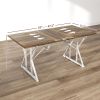 HOMCOM 63"-47" Extendable Table Seat up to Six, Extendable Farmhouse Dining Table with Heavy Duty Trestle Base, Brown