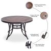 Outdoor Dining Set 5 Piece Patio Furniture, Wicker Rocking Chair Set with 48 inch Round Crafttech Top Aluminum Table