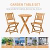 Outsunny 3-Piece Patio Bistro Set, Folding Acacia Wood Bistro, Set Outdoor Square Table Two Chair, Slatted Finish, Teak, Natural