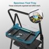 Folding step stool with bandwidth anti slip pedals and tool trays, lightweight and portable steel step stool, perfect for kitchen and home