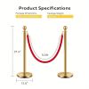 4PCS Premium Stainless Steel Stanchion Posts with 2 Red Velvet Ropes - Adjustable Crowd Control Barriers with Weighted Bases for Events, Weddings