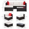 Outsunny 5-Piece Deluxe Rattan Outdoor Patio Furniture Set, Sectional Wicker Couch with Coffee Table - Cream White