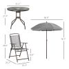 Outsunny Garden Soiree: 6-Piece Gray Patio Dining Set with Umbrella & Glass Table