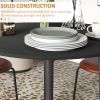 HOMCOM 35" Round Folding Dining Table Distressed Black Solid Wood Legs Drop Leaf for Kitchen Dining Room