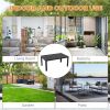 Outsunny Outdoor Coffee Table Black Rectangular Patio Side Table with Steel Frame and Slat Tabletop for Garden, Balcony