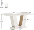 Modern Dining Table for 4-6 People, 55-Inch Rectangular Kitchen Table with U-Shaped Base, Dinner Table