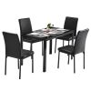 Simple Assembled Tempered Glass & Iron Dinner Table Black(Replacement