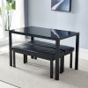 Simple Assembled Tempered Glass & Iron Dinner Table Black(Replacement